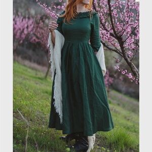 Ylistyle green linen dress, size XS